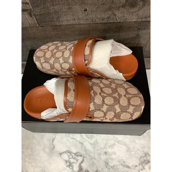 Coach Women's 7B Cocoa Amber Blake Clogs In Signature Textile Jacquard LB15-8 - Picture 5 of 9